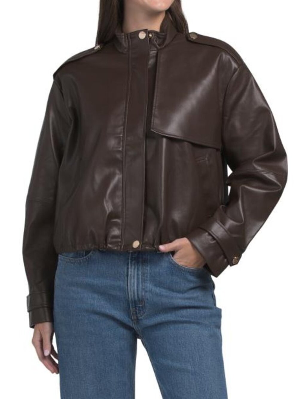 TOCCIN Funnel Neck Bomber With Drawcord Hem